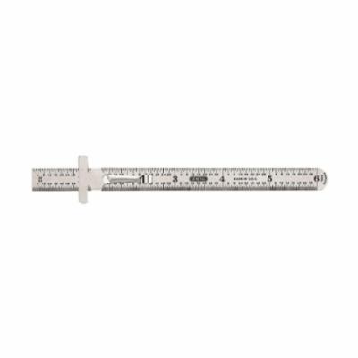 GENERAL 300/1 Economy Flexible Industrial Precision Rule With Convenient Pocket Clip, Imperial Measuring System, Graduations Every 32nd, 64th of an Inch and Decimal Equivalents, 6 in L, Stainless Steel, Light Gray - Steel Rules